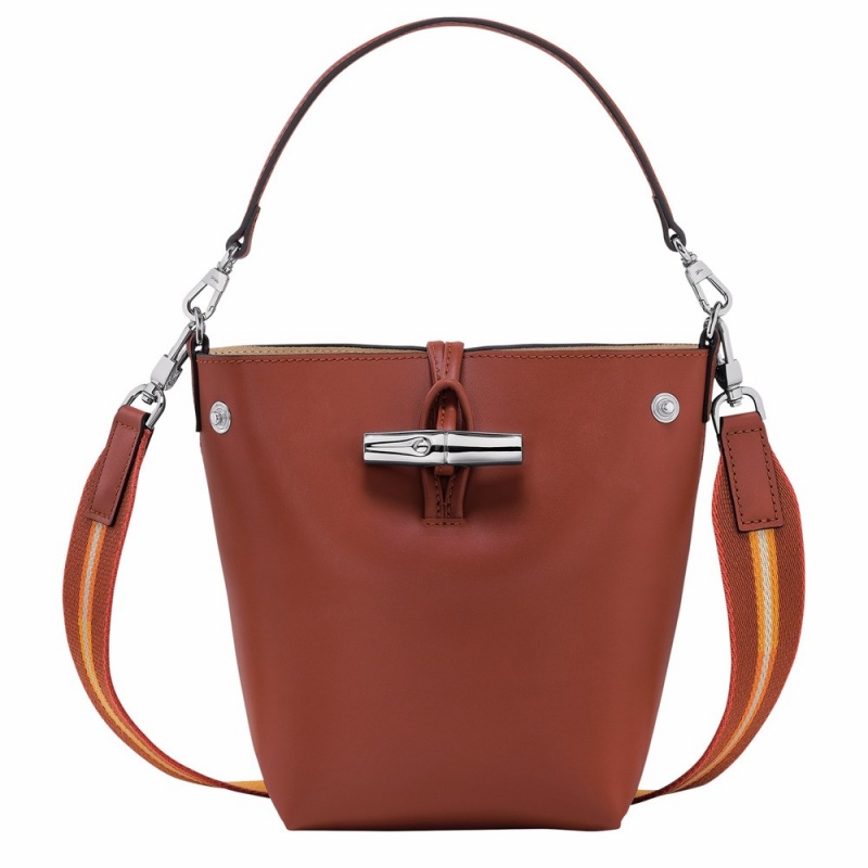 Brown Longchamp Roseau XS Women's Bucket Bags
